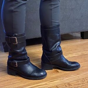 Franco Sarto black Leather Moto boots size 7